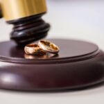 Judge gavel deciding on marriage divorce